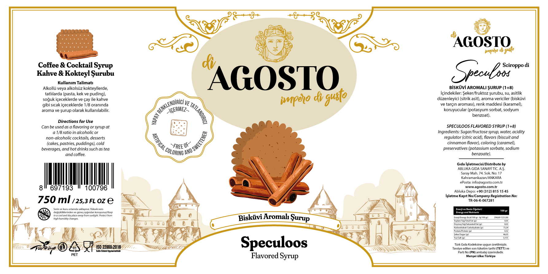 Bisküvi Aromalı Şurup – 750 ml