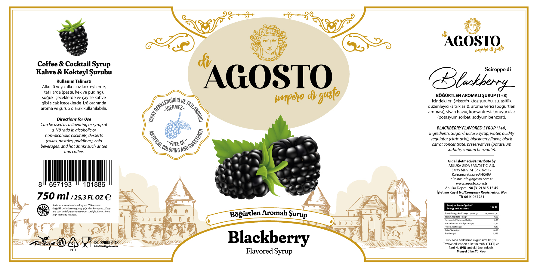 Böğürtlen Aromalı Şurup – 750 ml