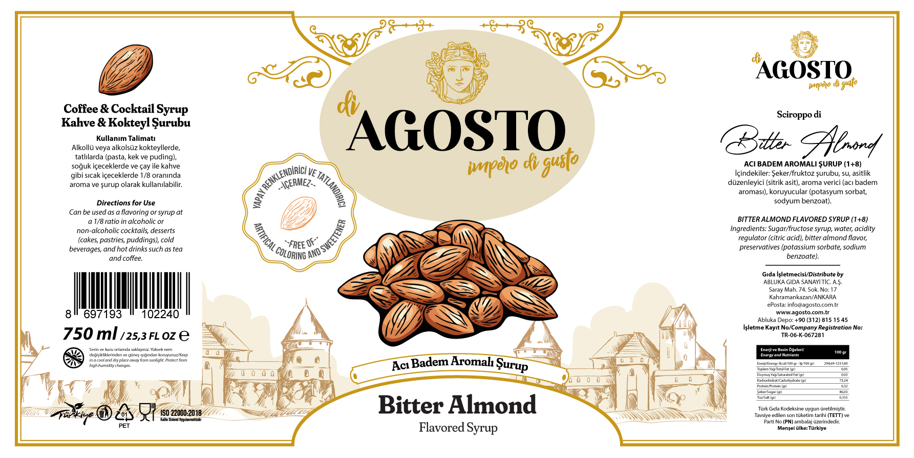 Acı Badem Aromalı Şurup – 750 ml