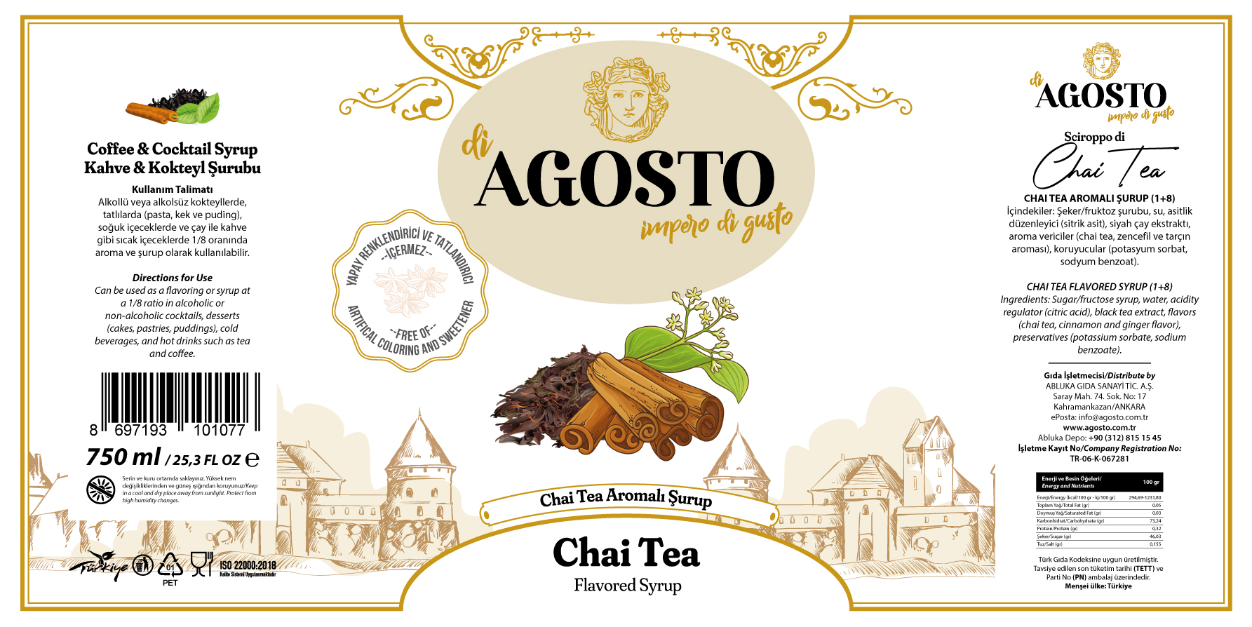 Chai Tea Aromalı Şurup – 750 ml