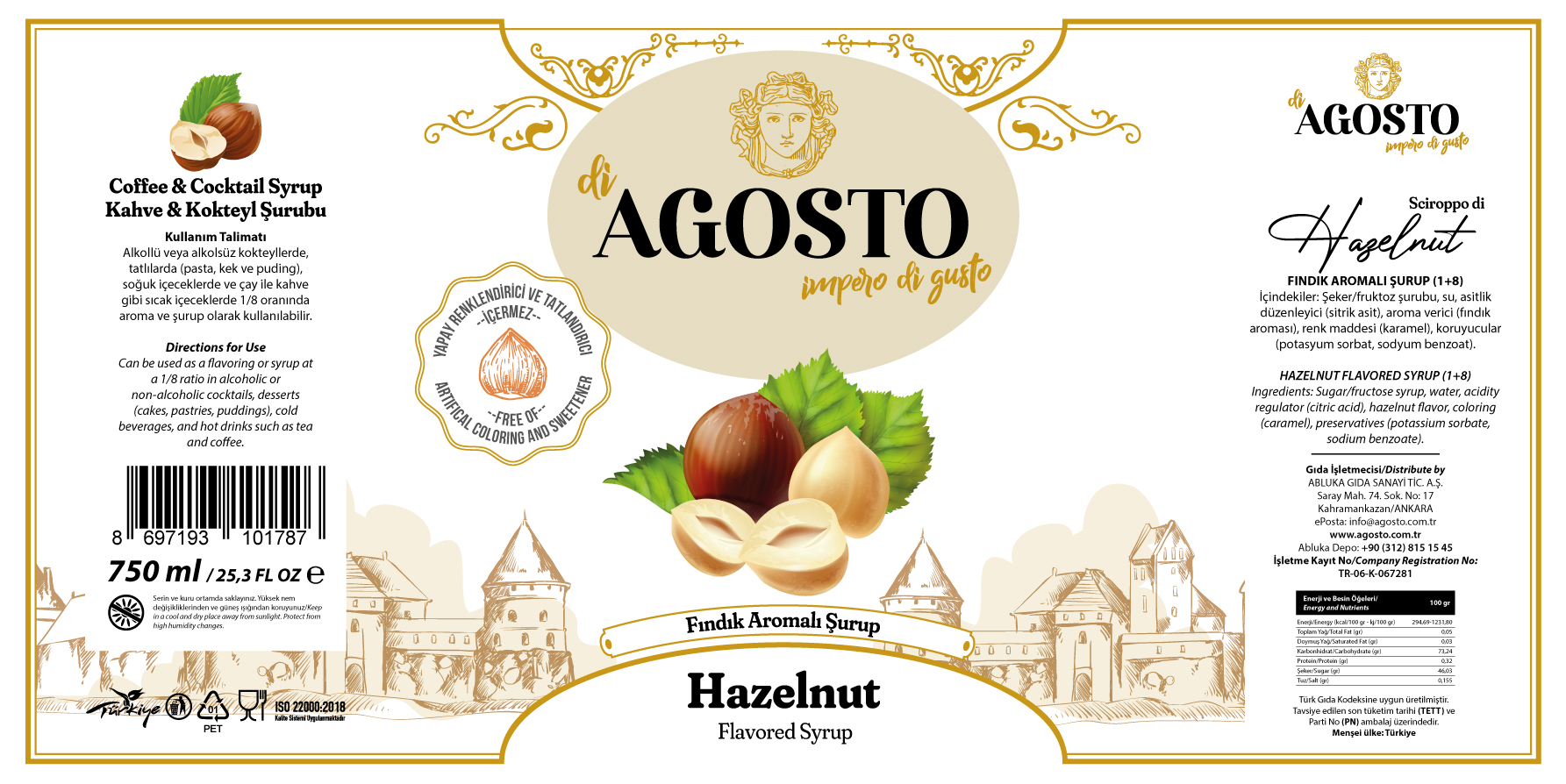 Fındık Aromalı Şurup – 750 ml