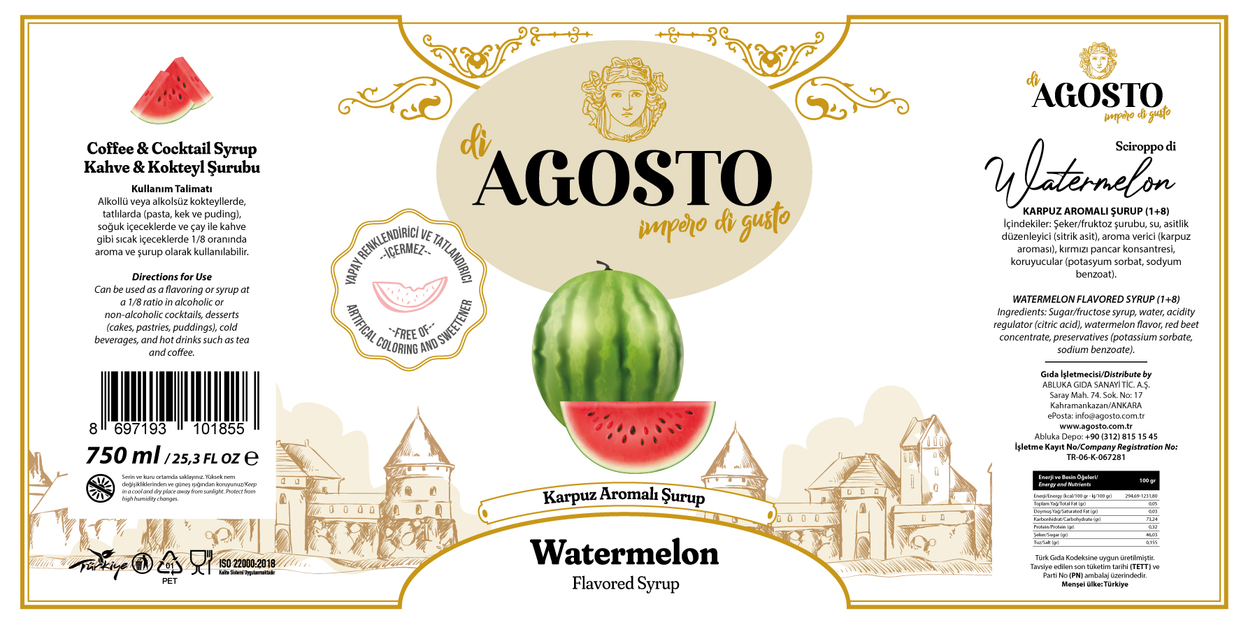 Karpuz Aromalı Şurup – 750 ml