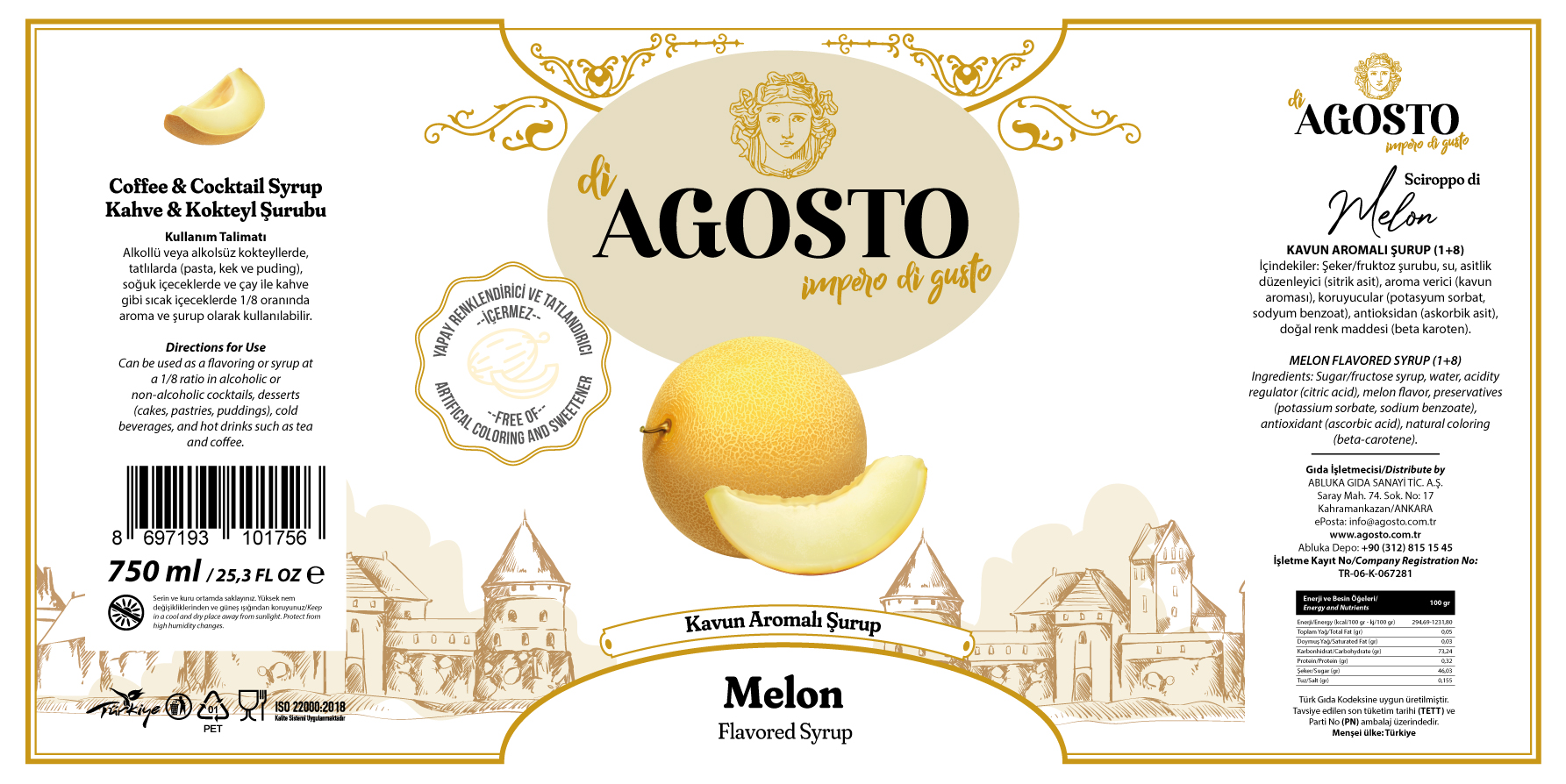 Kavun Aromalı Şurup – 750 ml