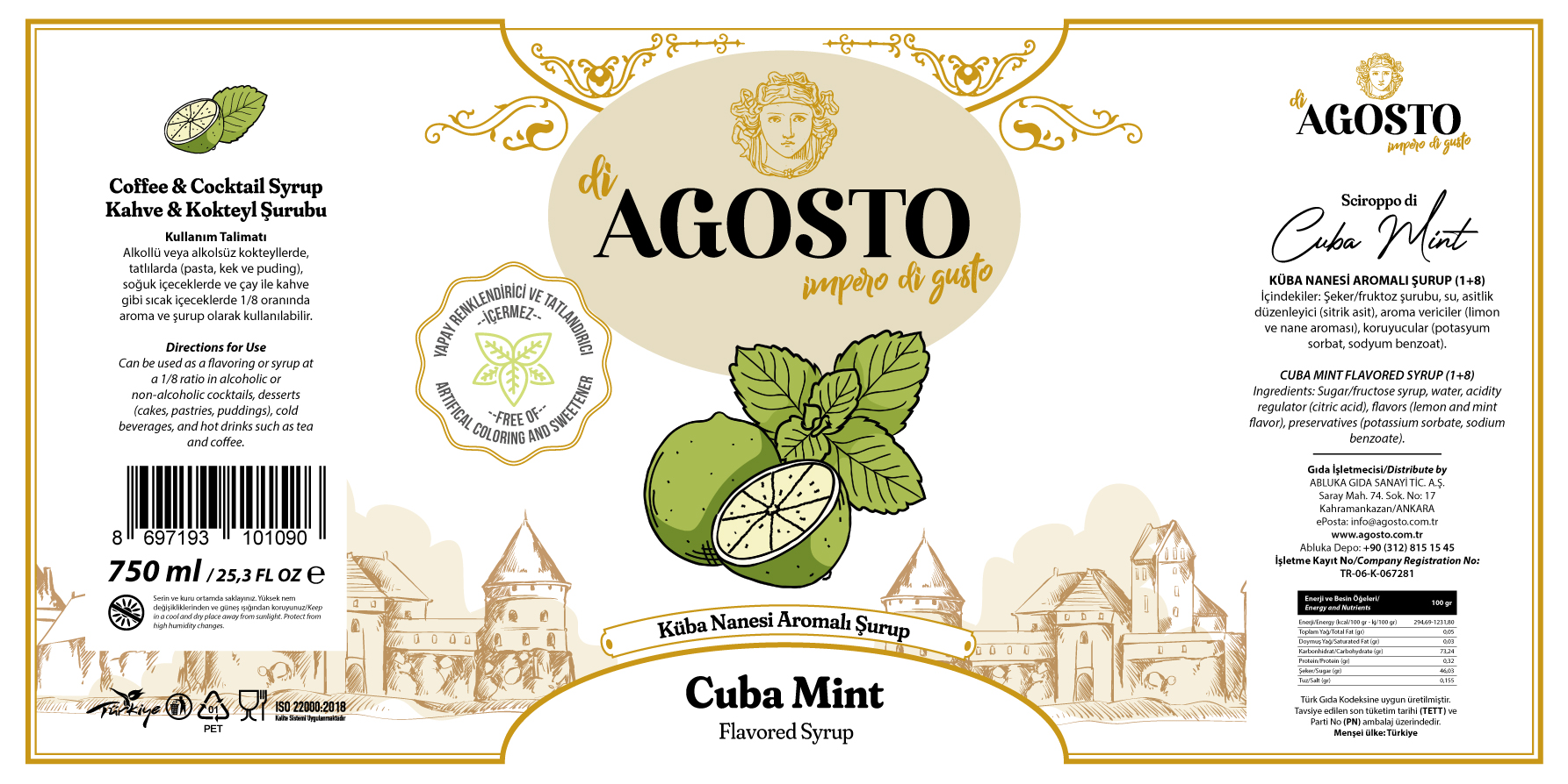 Küba Nanesi Aromalı Şurup – 750 ml