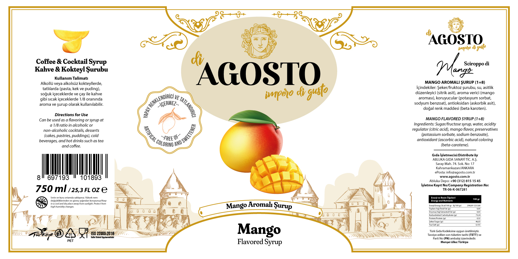 Mango Aromalı Şurup – 750 ml