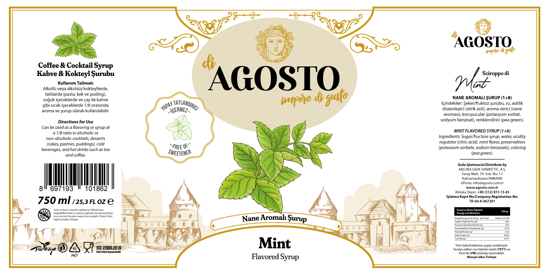 Nane Aromalı Şurup – 750 ml