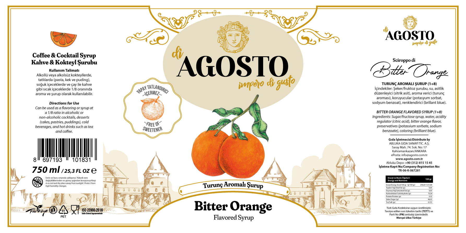 Turunç Aromalı Şurup – 750 ml