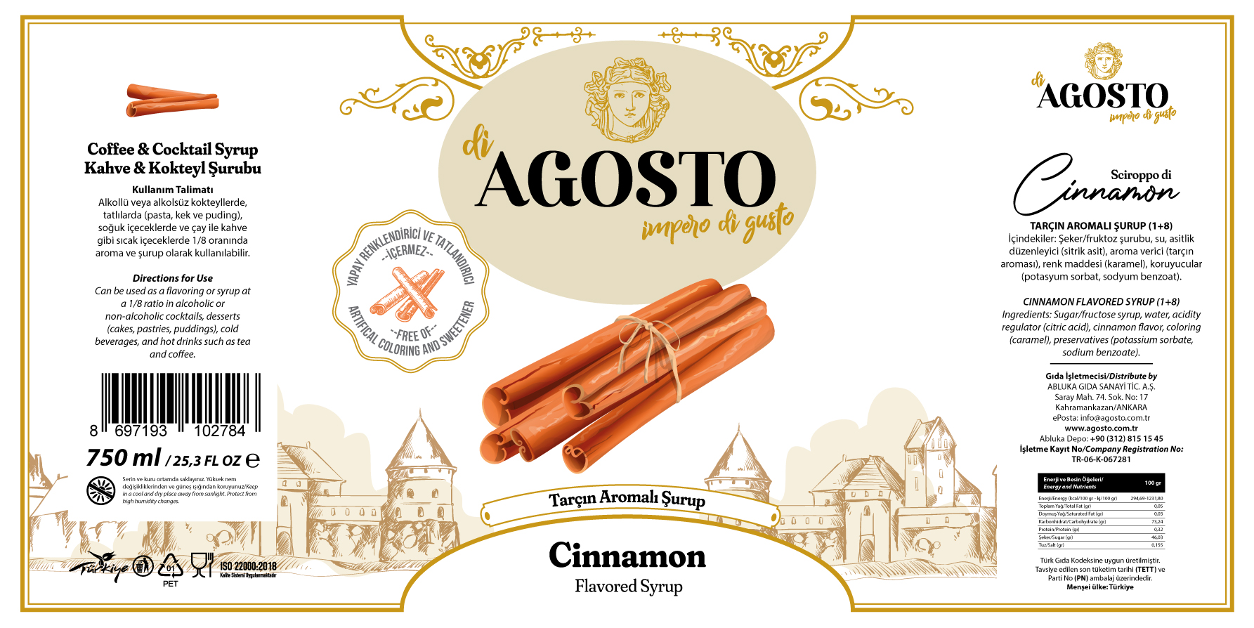 Tarçın Aromalı Şurup – 750 ml