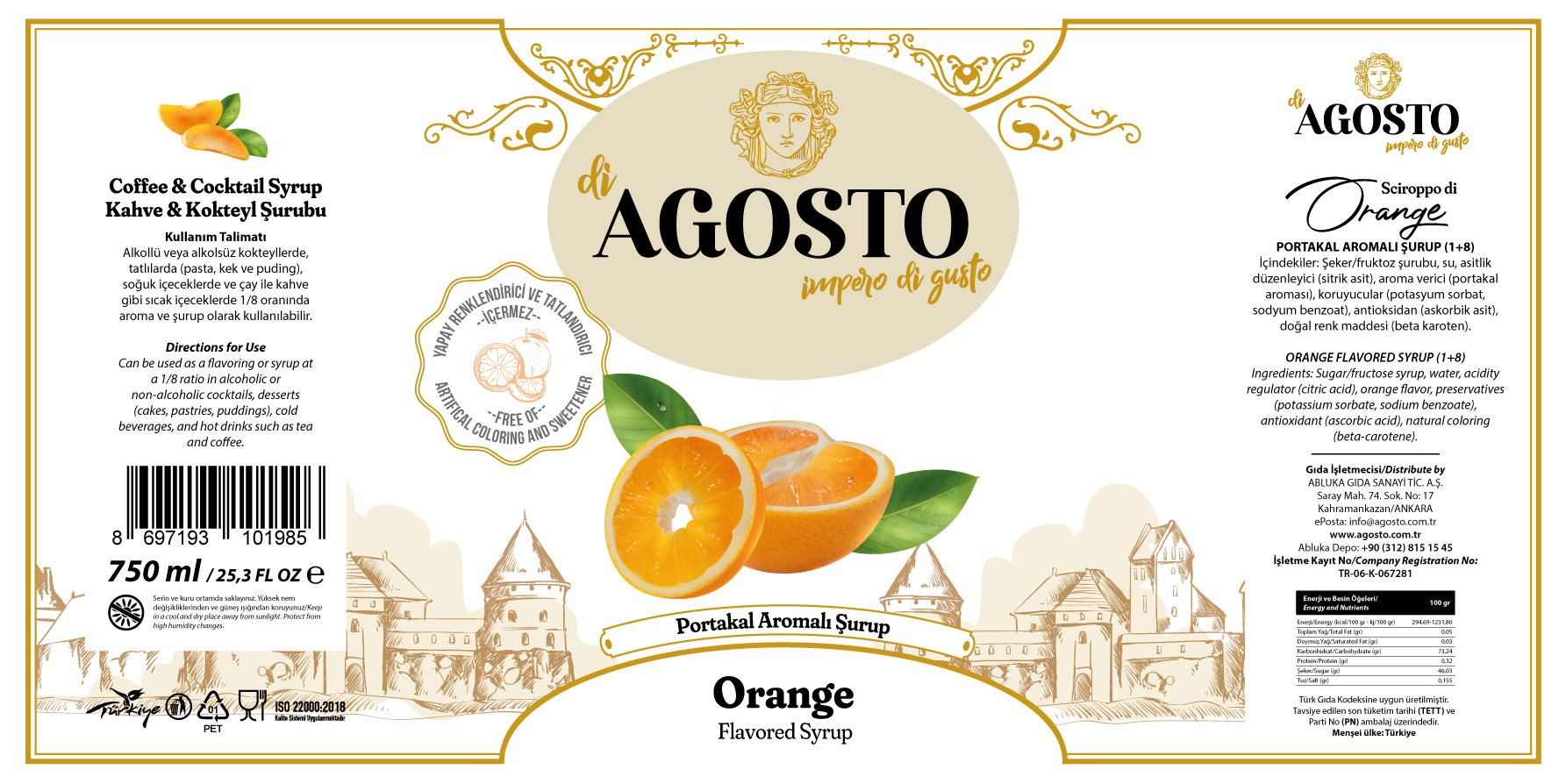 Portakal Aromalı Şurup – 750 ml