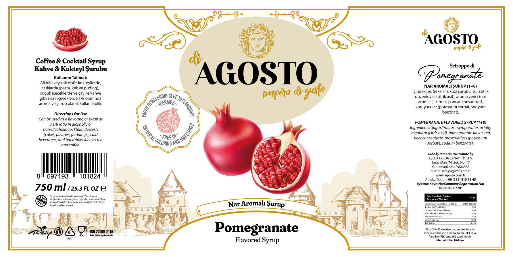 Nar Aromalı Şurup – 750 ml