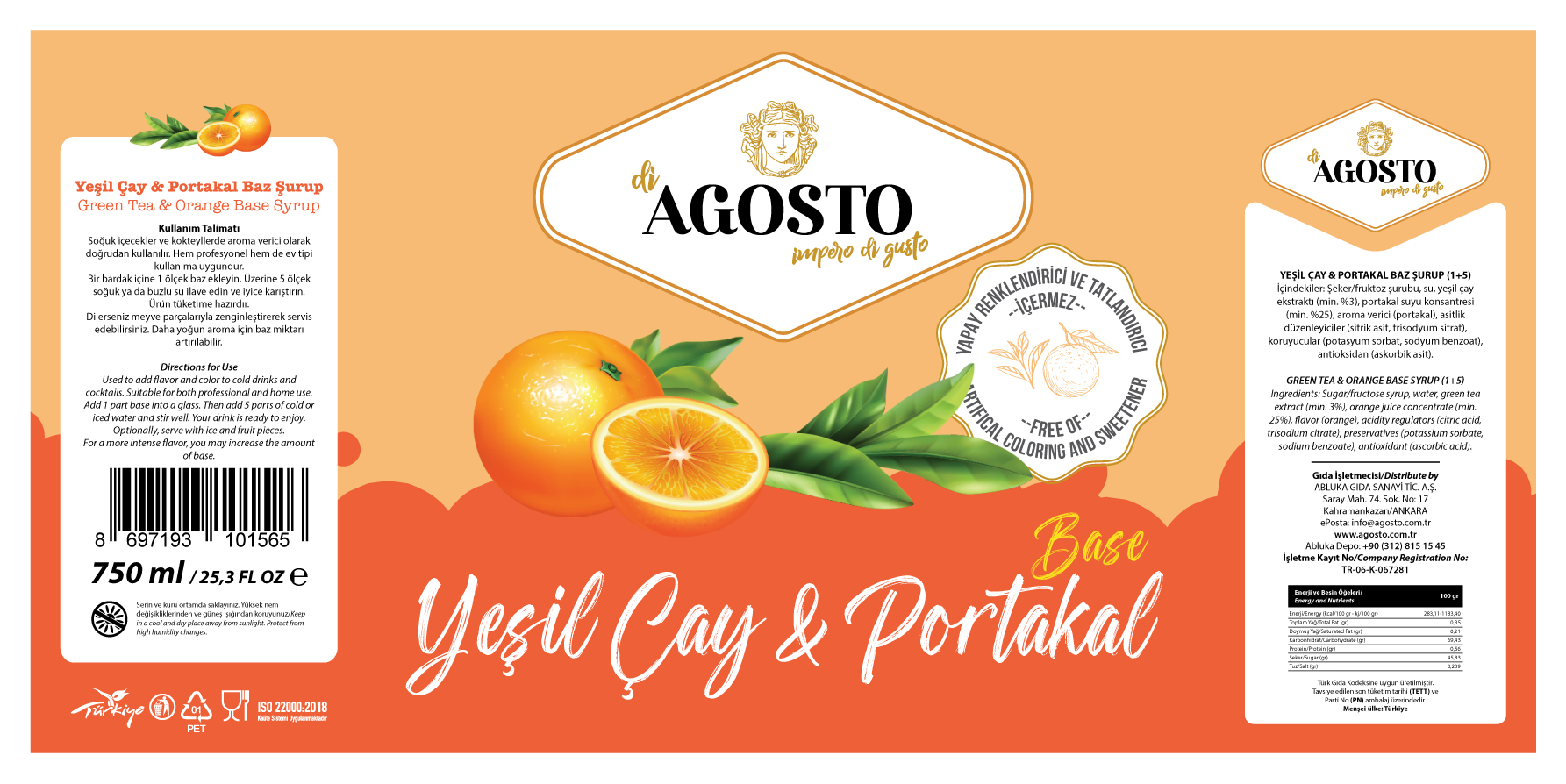 Yeşil Çay & Portakal Baz – 750 ml