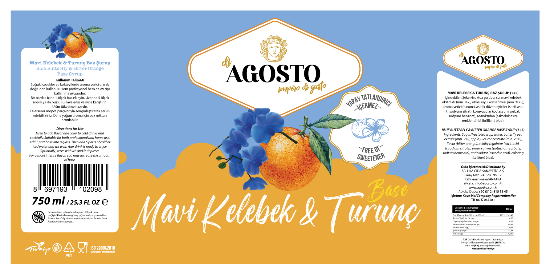 Mavi Kelebek & Turunç Baz – 750 ml