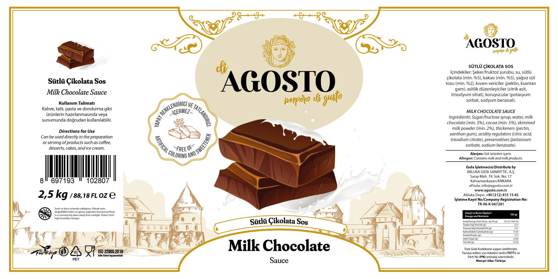 Sütlü  Çikolata Bar Sos - 2.5 kg