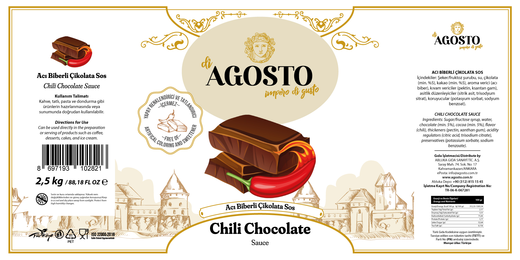 Acı Biberli Çikolata Bar Sos - 2.5 kg