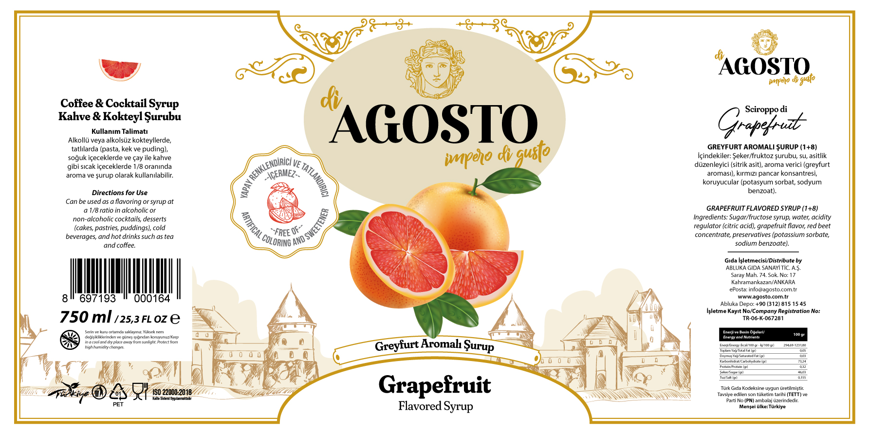 Grapefruit Flavored Syrup – 750 ml