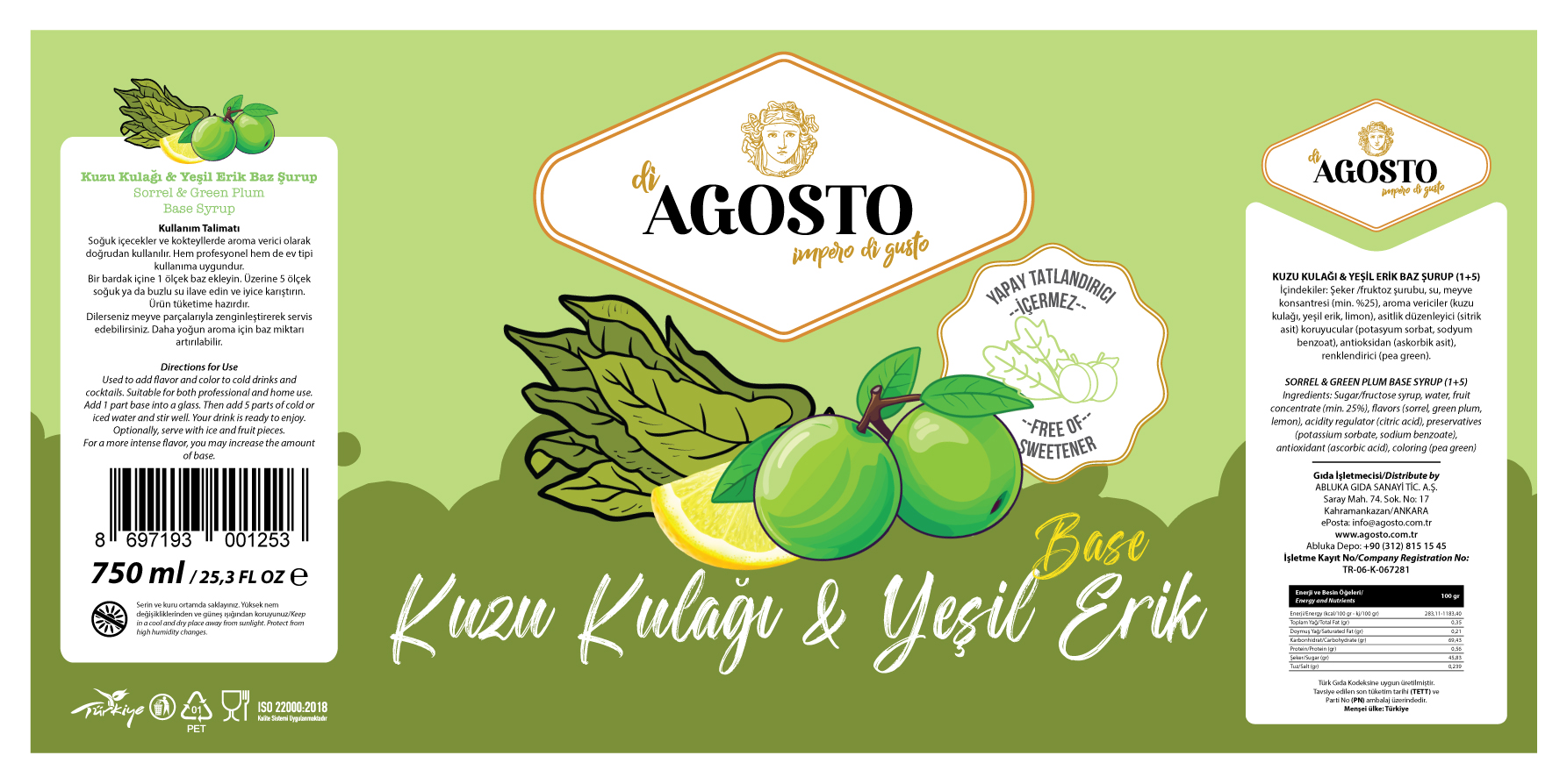 Kuzu Kulağı & Yeşil Erik Baz – 750 ml